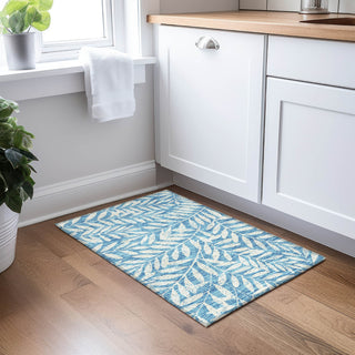 Piper Looms Chantille Floral ACN899 Teal Machine Washable Area Rug Scatter Lifestyle Image Feature