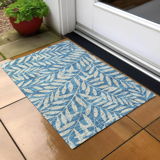 Piper Looms Chantille Floral ACN899 Teal Machine Washable Area Rug Scatter Outdoor Lifestyle Image Feature