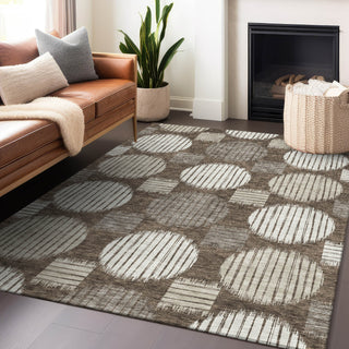 Piper Looms Chantille Geometric ACN900 Brown Machine Washable Area Rug Lifestyle Image Feature