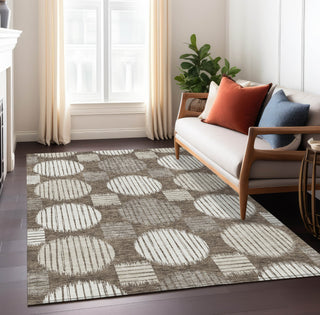 Piper Looms Chantille Geometric ACN900 Brown Machine Washable Area Rug Lifestyle Image Feature