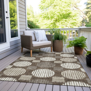 Piper Looms Chantille Geometric ACN900 Brown Machine Washable Area Rug Outdoor Lifestyle Image Feature