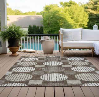 Piper Looms Chantille Geometric ACN900 Brown Machine Washable Area Rug Outdoor Lifestyle Image Feature