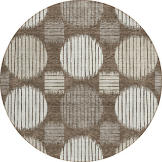 Piper Looms Chantille Geometric ACN900 Brown Machine Washable Area Rug Round Main Image