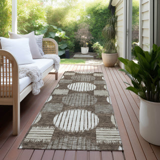 Piper Looms Chantille Geometric ACN900 Brown Machine Washable Area Rug Runner Outdoor Lifestyle Image Feature