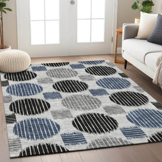 Piper Looms Chantille Geometric ACN900 Gray Machine Washable Area Rug Lifestyle Image Feature