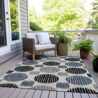 Piper Looms Chantille Geometric ACN900 Gray Machine Washable Area Rug Outdoor Lifestyle Image Feature