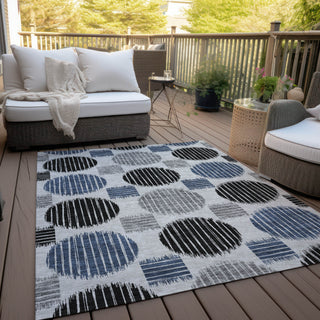 Piper Looms Chantille Geometric ACN900 Gray Machine Washable Area Rug Outdoor Lifestyle Image Feature