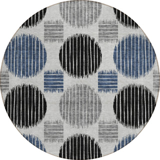 Piper Looms Chantille Geometric ACN900 Gray Machine Washable Area Rug Round Main Image