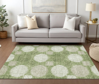Piper Looms Chantille Geometric ACN900 Green Machine Washable Area Rug Lifestyle Image Feature