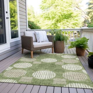Piper Looms Chantille Geometric ACN900 Green Machine Washable Area Rug Outdoor Lifestyle Image Feature