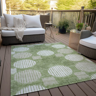 Piper Looms Chantille Geometric ACN900 Green Machine Washable Area Rug Outdoor Lifestyle Image Feature