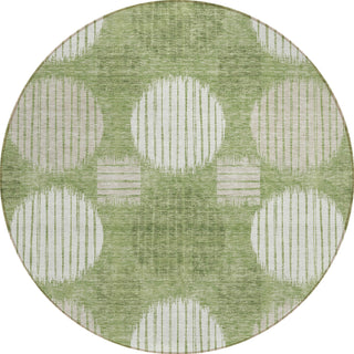 Piper Looms Chantille Geometric ACN900 Green Machine Washable Area Rug Round Main Image