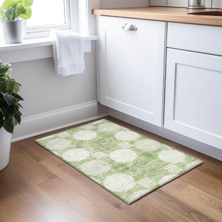 Piper Looms Chantille Geometric ACN900 Green Machine Washable Area Rug Scatter Lifestyle Image Feature