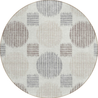 Piper Looms Chantille Geometric ACN900 Ivory Machine Washable Area Rug Round Main Image