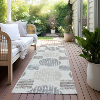 Piper Looms Chantille Geometric ACN900 Ivory Machine Washable Area Rug Runner Outdoor Lifestyle Image Feature