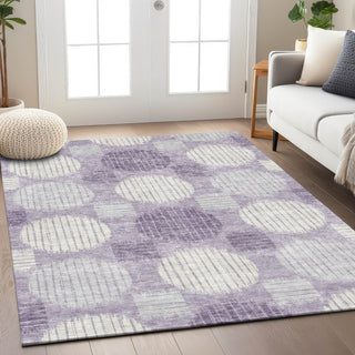 Piper Looms Chantille Geometric ACN900 Purple Machine Washable Area Rug Lifestyle Image Feature