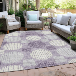 Piper Looms Chantille Geometric ACN900 Purple Machine Washable Area Rug Outdoor Lifestyle Image Feature