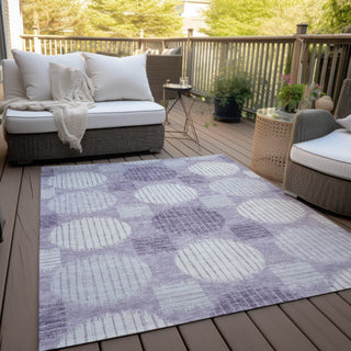 Piper Looms Chantille Geometric ACN900 Purple Machine Washable Area Rug Outdoor Lifestyle Image Feature