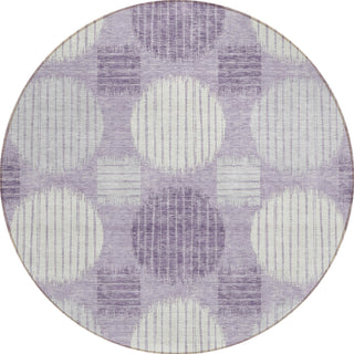Piper Looms Chantille Geometric ACN900 Purple Machine Washable Area Rug Round Main Image