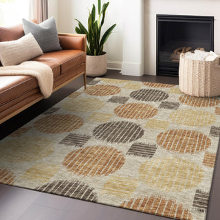 Piper Looms Chantille Geometric ACN900 Tan Machine Washable Area Rug Lifestyle Image Feature