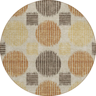 Piper Looms Chantille Geometric ACN900 Tan Machine Washable Area Rug Round Main Image