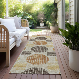 Piper Looms Chantille Geometric ACN900 Tan Machine Washable Area Rug Runner Outdoor Lifestyle Image Feature