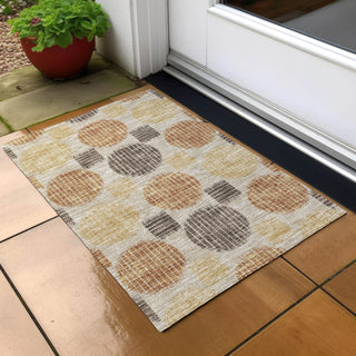 Piper Looms Chantille Geometric ACN900 Tan Machine Washable Area Rug Scatter Outdoor Lifestyle Image Feature