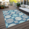 Piper Looms Chantille Geometric ACN900 Teal Machine Washable Area Rug Outdoor Lifestyle Image Feature