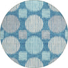Piper Looms Chantille Geometric ACN900 Teal Machine Washable Area Rug Round Main Image