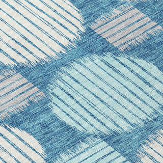 Piper Looms Chantille Geometric ACN900 Teal Machine Washable Area Rug Swatch Image