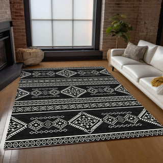 Piper Looms Chantille Southwest ACN901 Black Machine Washable Area Rug Lifestyle Image Feature