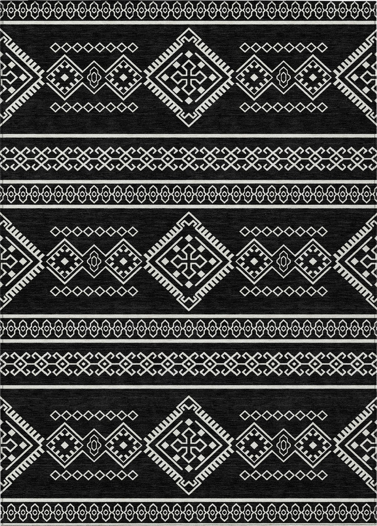 Piper Looms Chantille Southwest ACN901 Black Machine Washable Area Rug main image