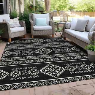 Piper Looms Chantille Southwest ACN901 Black Machine Washable Area Rug Outdoor Lifestyle Image Feature