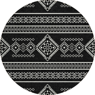 Piper Looms Chantille Southwest ACN901 Black Machine Washable Area Rug Round Main Image