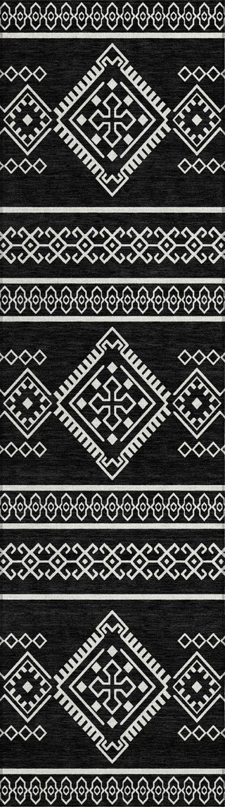 Piper Looms Chantille Southwest ACN901 Black Machine Washable Area Rug Runner Main Image