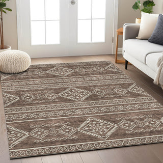 Piper Looms Chantille Southwest ACN901 Brown Machine Washable Area Rug Lifestyle Image Feature