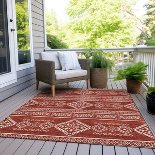 Piper Looms Chantille Southwest ACN901 Red Machine Washable Area Rug Outdoor Lifestyle Image Feature