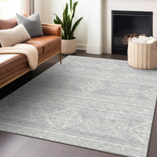 Piper Looms Chantille Southwest ACN901 Silver Machine Washable Area Rug Lifestyle Image Feature