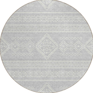 Piper Looms Chantille Southwest ACN901 Silver Machine Washable Area Rug Round Main Image