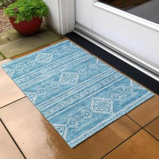 Piper Looms Chantille Southwest ACN901 Teal Machine Washable Area Rug Scatter Outdoor Lifestyle Image Feature