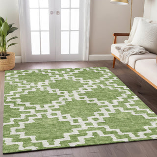 Piper Looms Chantille Diamonds ACN902 Aloe Machine Washable Area Rug Lifestyle Image Feature