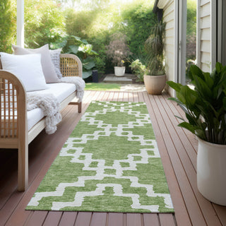 Piper Looms Chantille Diamonds ACN902 Aloe Machine Washable Area Rug Runner Outdoor Lifestyle Image Feature