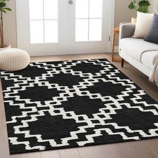 Piper Looms Chantille Diamonds ACN902 Black Machine Washable Area Rug Lifestyle Image Feature