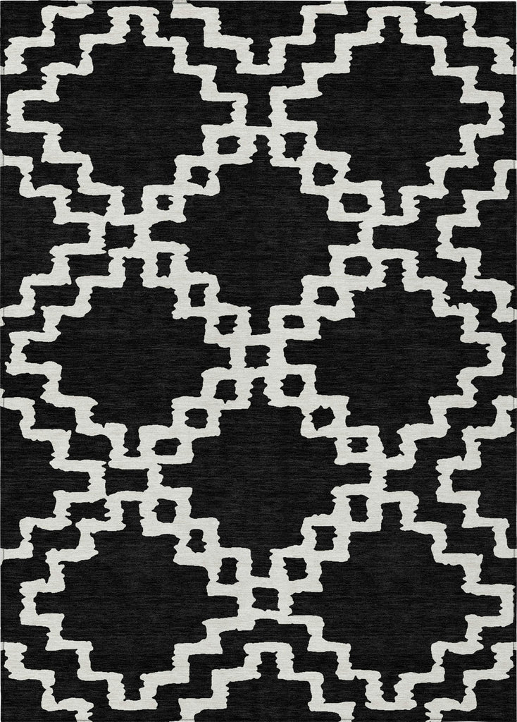 Piper Looms Chantille Diamonds ACN902 Black Machine Washable Area Rug main image