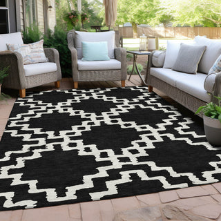 Piper Looms Chantille Diamonds ACN902 Black Machine Washable Area Rug Outdoor Lifestyle Image Feature