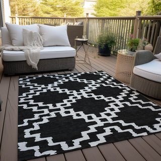 Piper Looms Chantille Diamonds ACN902 Black Machine Washable Area Rug Outdoor Lifestyle Image Feature