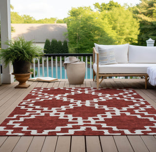 Piper Looms Chantille Diamonds ACN902 Brick Machine Washable Area Rug Outdoor Lifestyle Image Feature