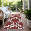 Piper Looms Chantille Diamonds ACN902 Brick Machine Washable Area Rug Runner Outdoor Lifestyle Image Feature