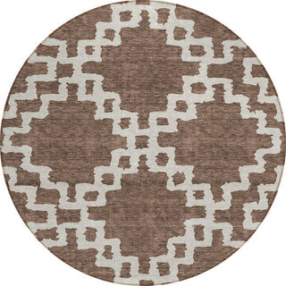 Piper Looms Chantille Diamonds ACN902 Brown Machine Washable Area Rug Round Main Image