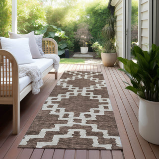 Piper Looms Chantille Diamonds ACN902 Brown Machine Washable Area Rug Runner Outdoor Lifestyle Image Feature